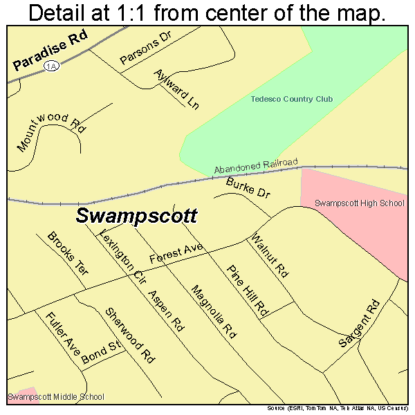 Swampscott, Massachusetts road map detail