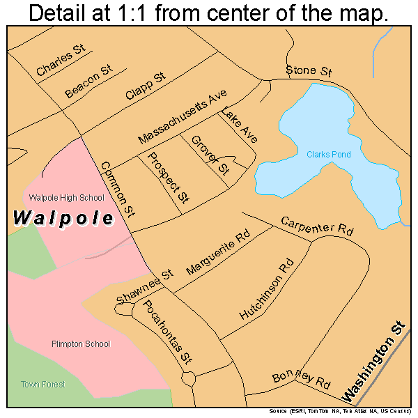 Walpole Massachusetts Street Map 2572460