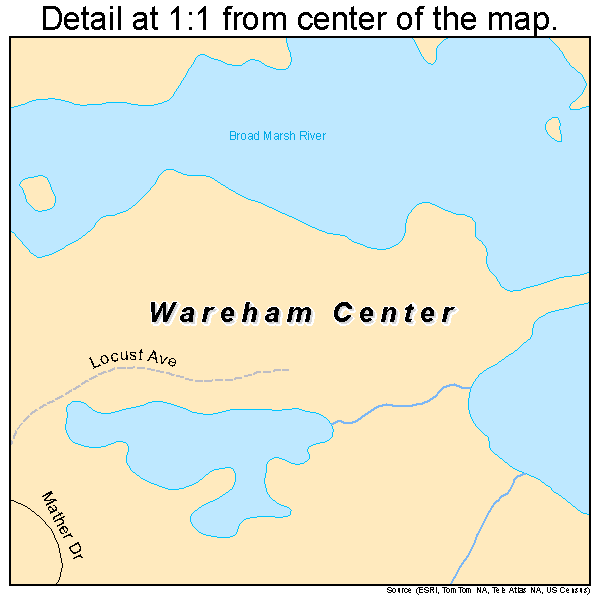Wareham Center, Massachusetts road map detail