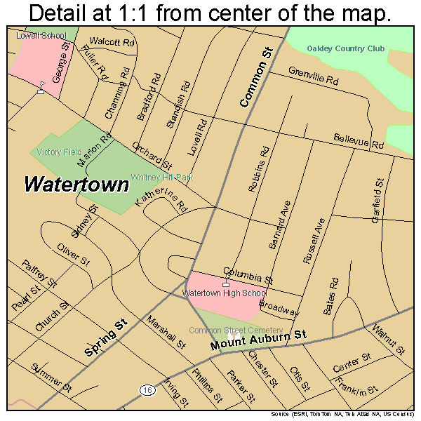Watertown, Massachusetts road map detail