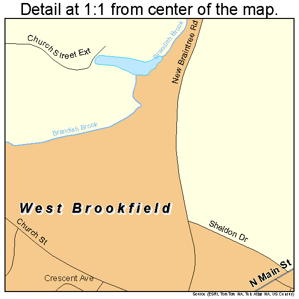 West Brookfield, Massachusetts road map detail