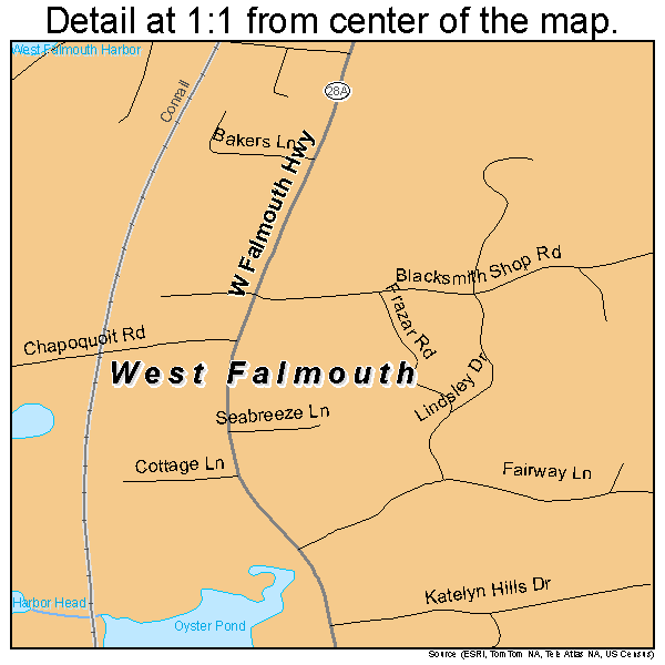 West Falmouth, Massachusetts road map detail