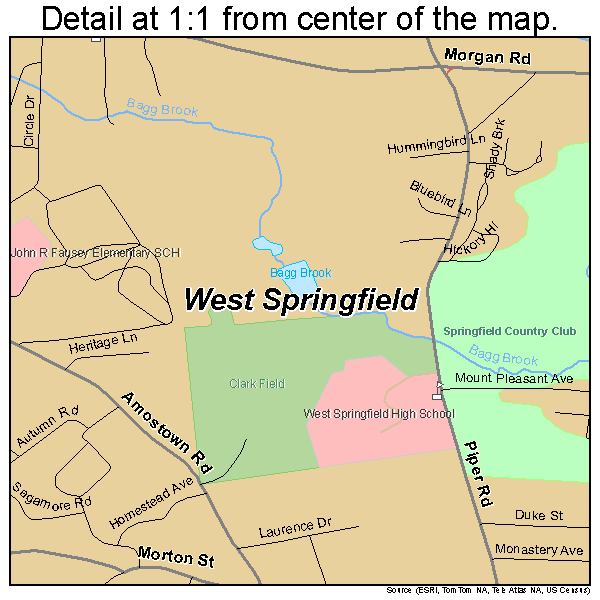 West Springfield, Massachusetts road map detail