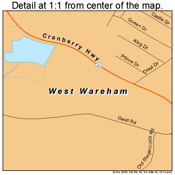 West Wareham, Massachusetts road map detail