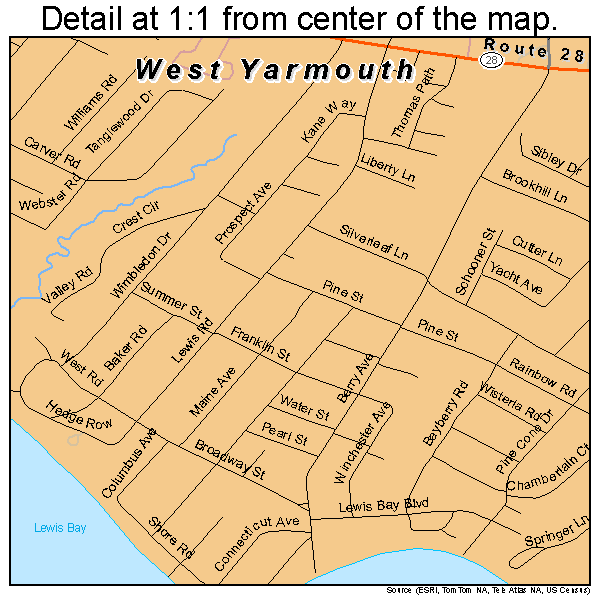 West Yarmouth, Massachusetts road map detail