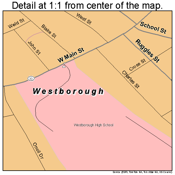 Westborough, Massachusetts road map detail