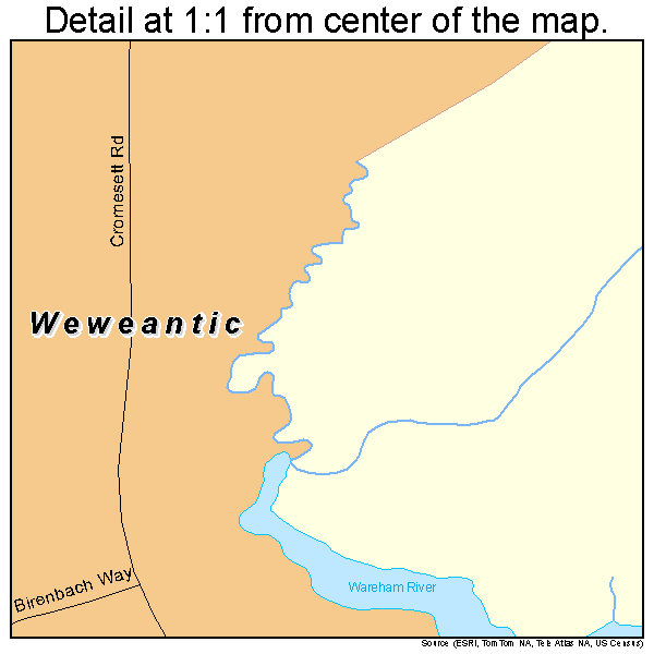 Weweantic, Massachusetts road map detail