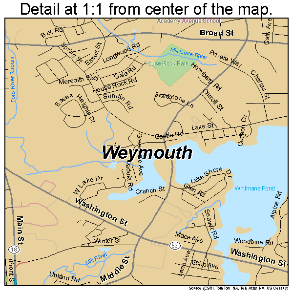Weymouth, Massachusetts road map detail