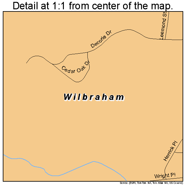 Wilbraham, Massachusetts road map detail
