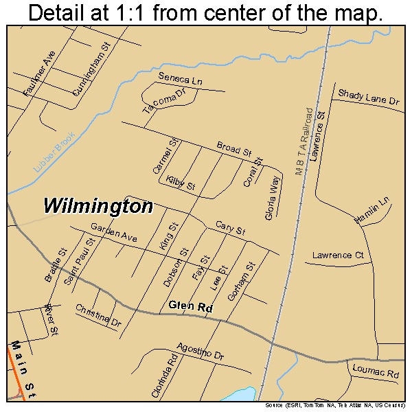 Wilmington, Massachusetts road map detail