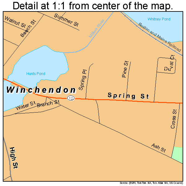 Winchendon, Massachusetts road map detail