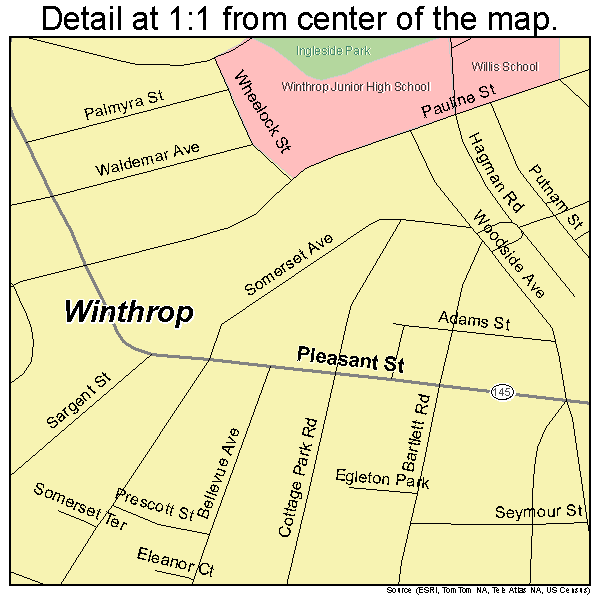Winthrop, Massachusetts road map detail