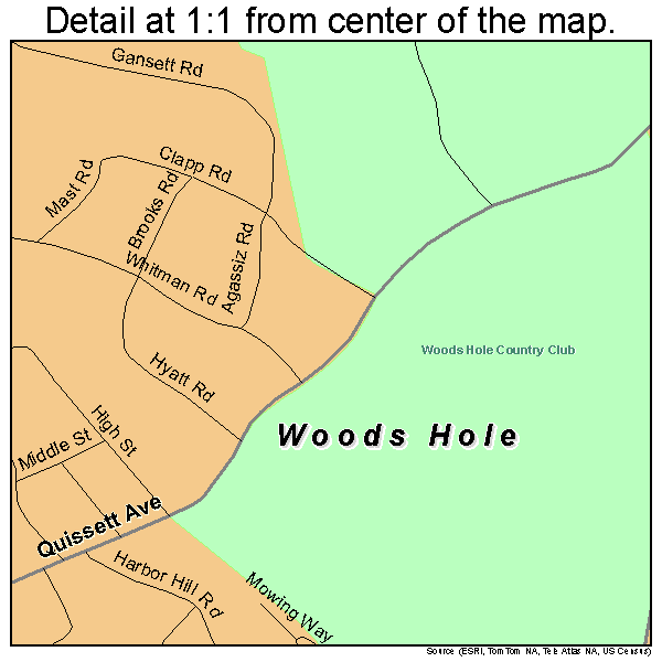 Woods Hole, Massachusetts road map detail