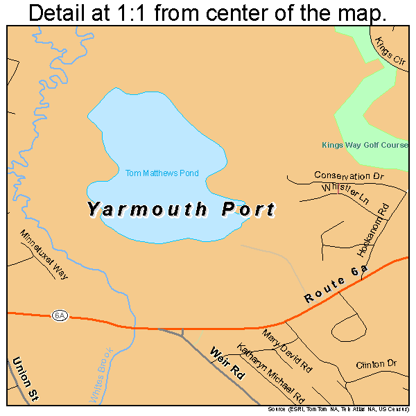 Yarmouth Port, Massachusetts road map detail