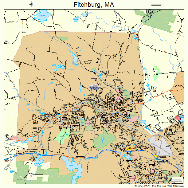 Fitchburg, MA street map