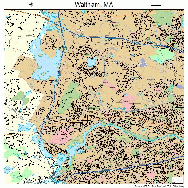 Waltham, MA street map