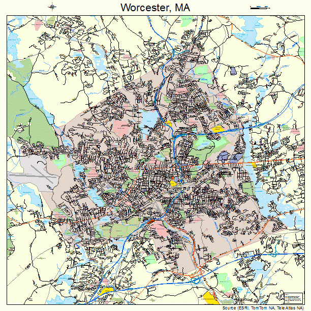 Worcester, MA street map