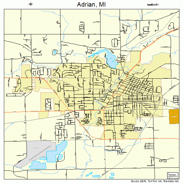 Adrian, MI street map