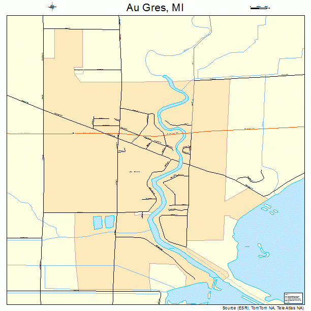 Au Gres, MI street map