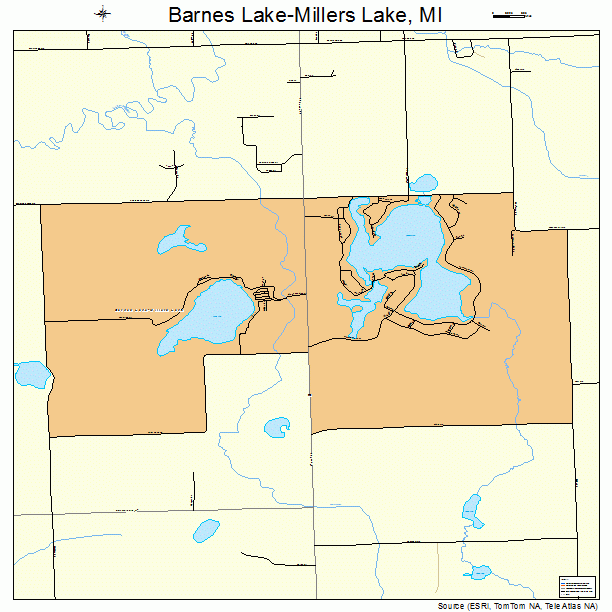 Barnes Lake-Millers Lake, MI street map