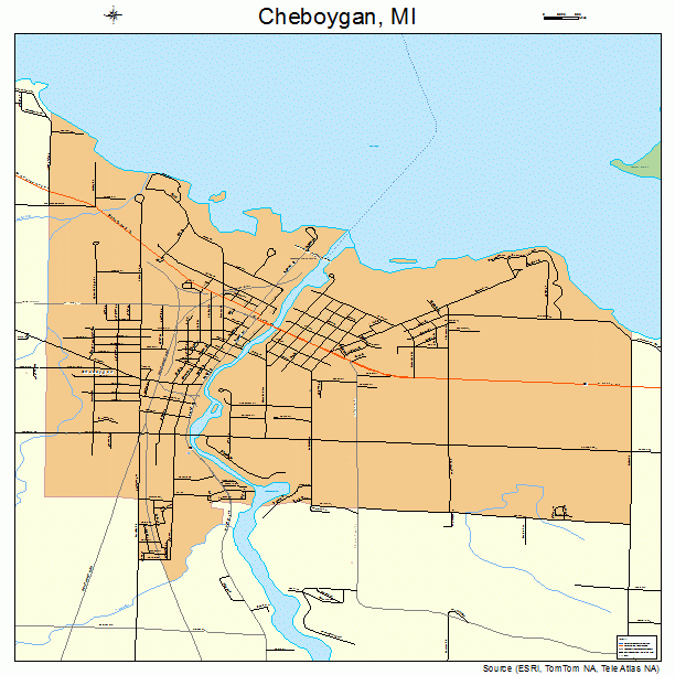 Cheboygan, MI street map