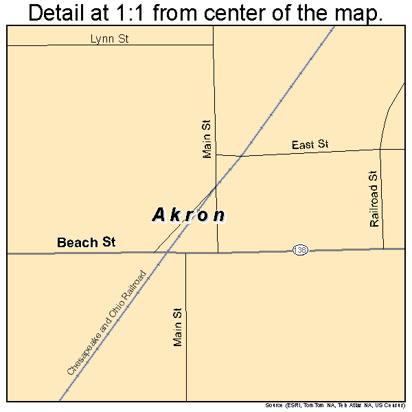 Akron, Michigan road map detail