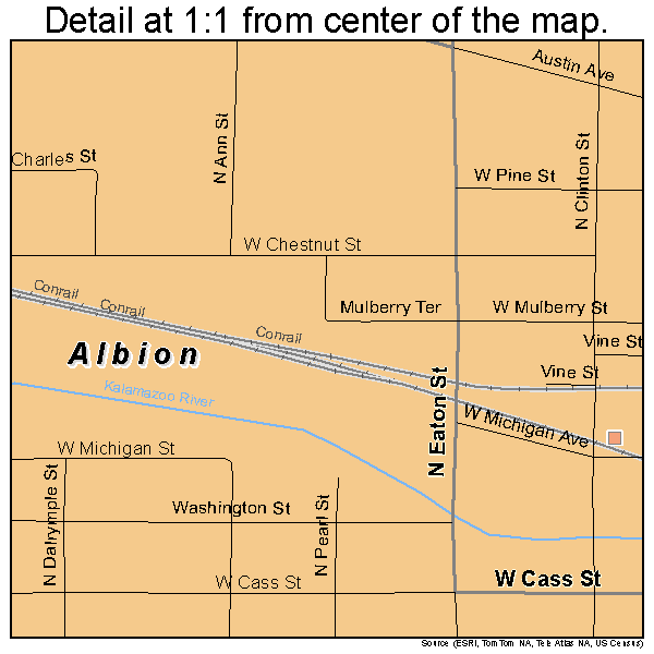 Albion, Michigan road map detail