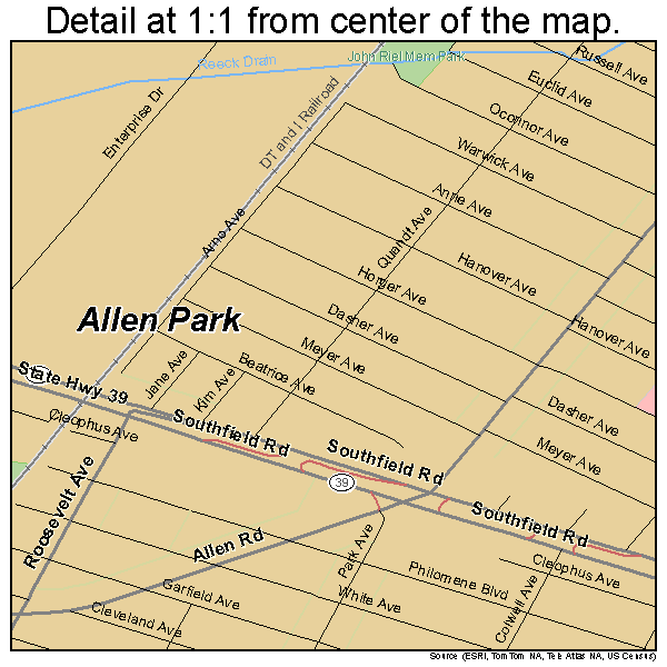 Allen Park, Michigan road map detail