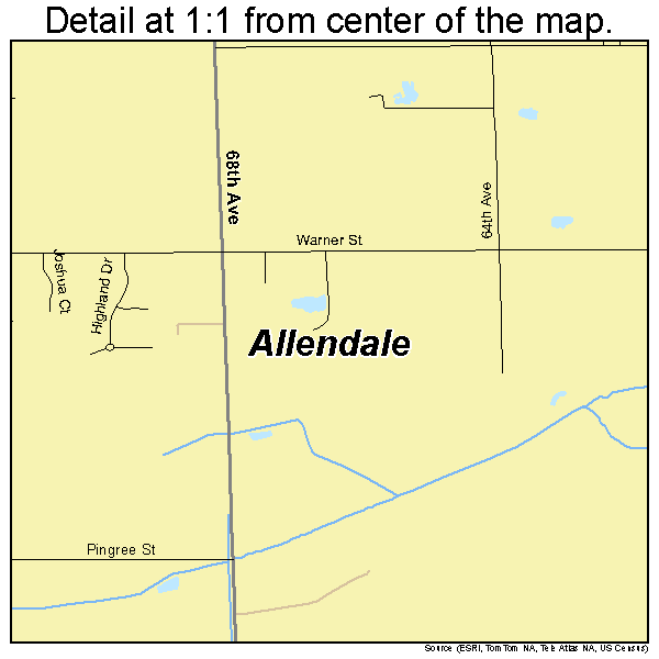 Allendale, Michigan road map detail