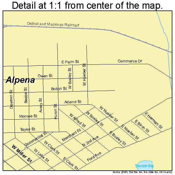 Alpena, Michigan road map detail
