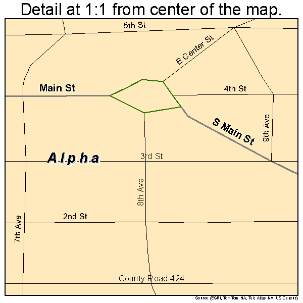 Alpha, Michigan road map detail