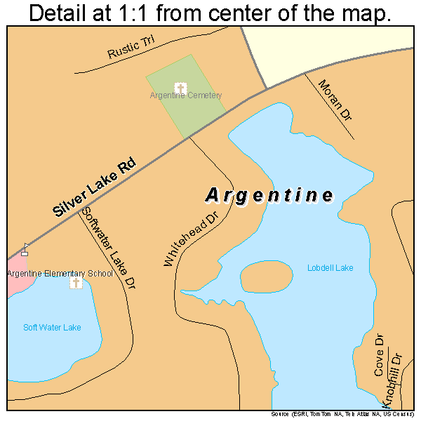 Argentine, Michigan road map detail