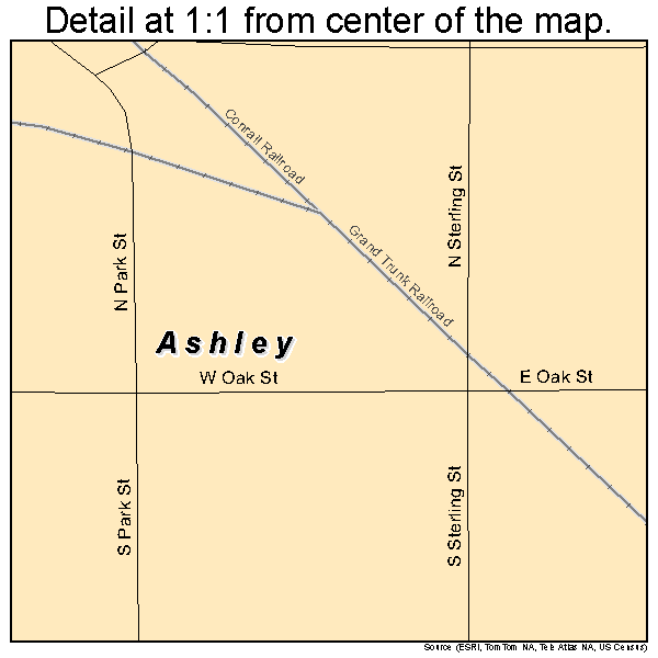 Ashley, Michigan road map detail