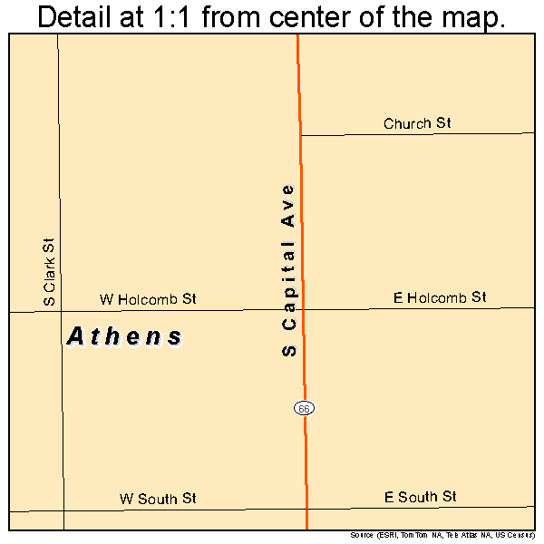 Athens, Michigan road map detail