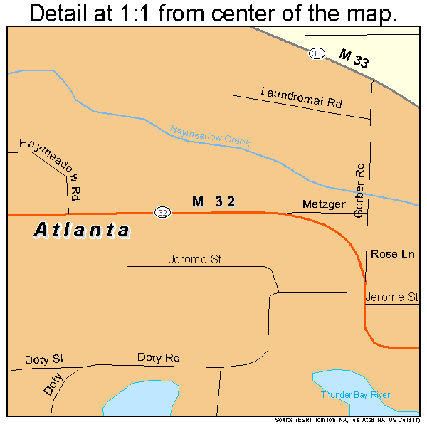 Atlanta, Michigan road map detail