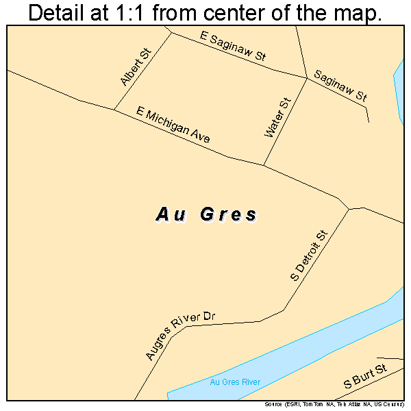 Au Gres, Michigan road map detail