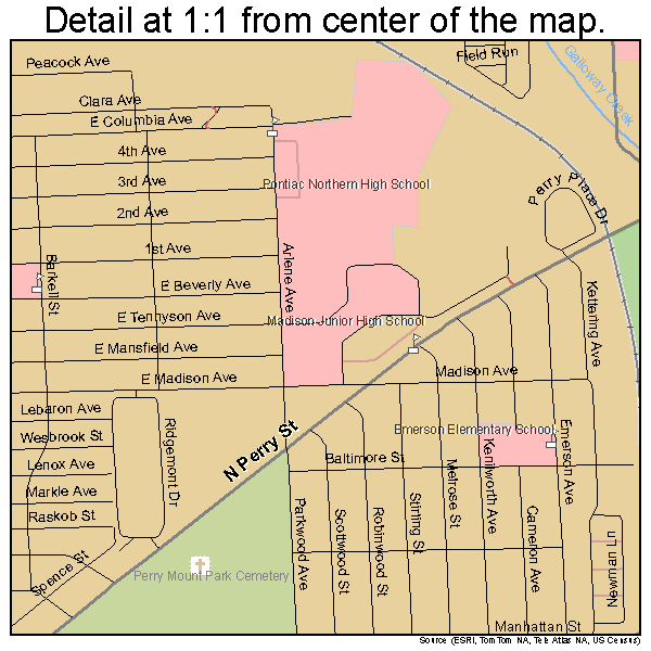 Auburn Hills, Michigan road map detail