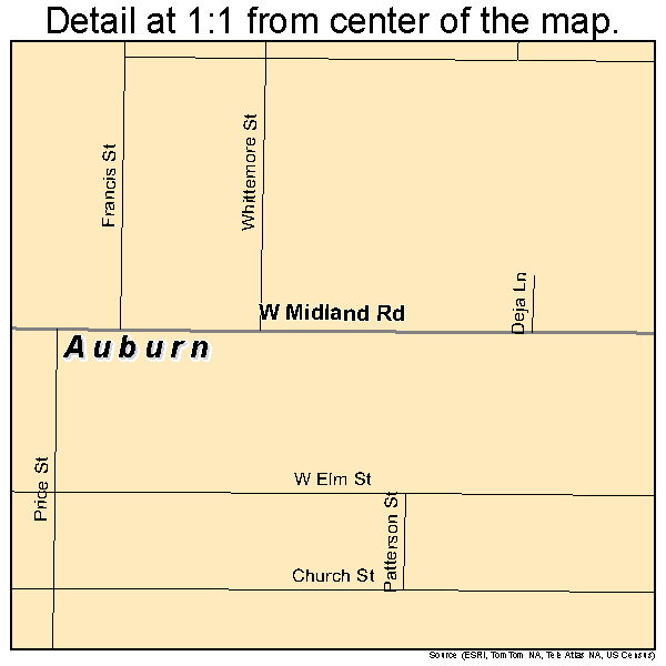 Auburn, Michigan road map detail