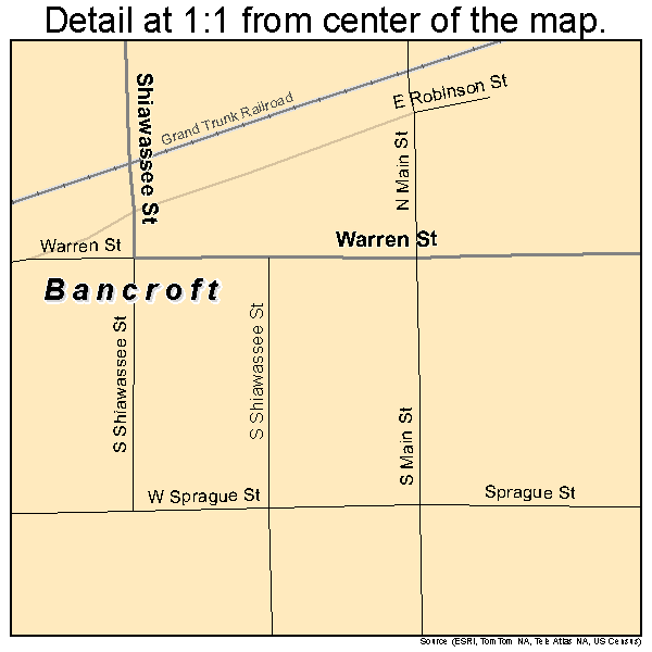 Bancroft, Michigan road map detail