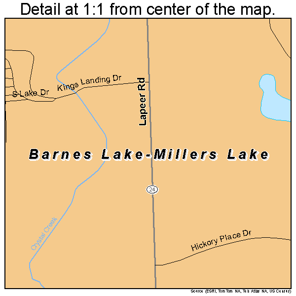 Barnes Lake-Millers Lake, Michigan road map detail
