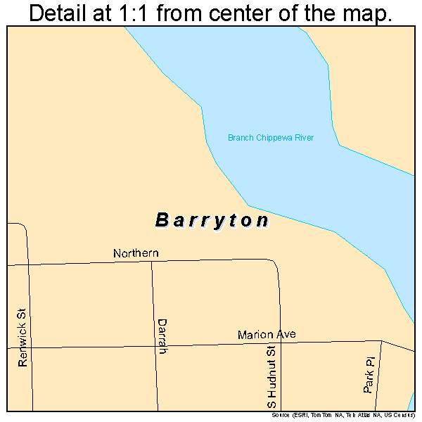 Barryton, Michigan road map detail