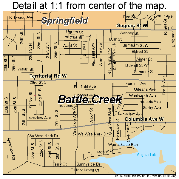 Battle Creek, Michigan road map detail