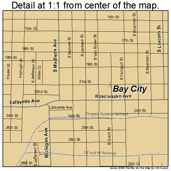 Bay City, Michigan road map detail