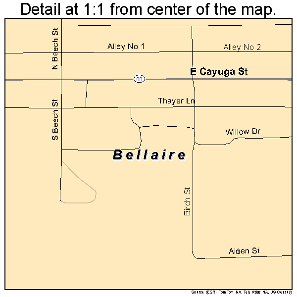 Bellaire, Michigan road map detail