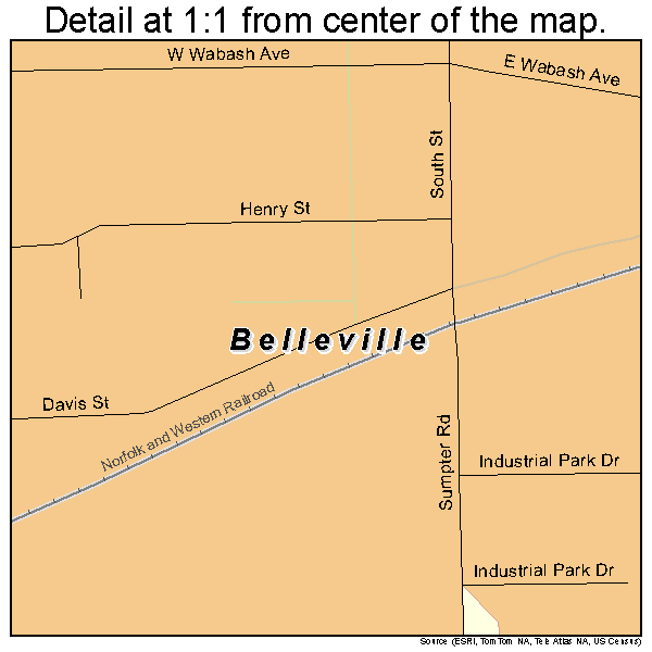 Belleville, Michigan road map detail