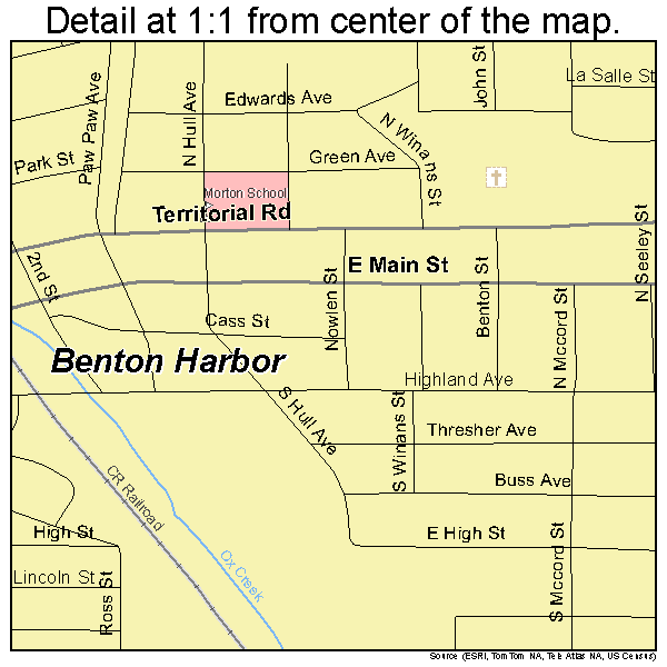 Benton Harbor, Michigan road map detail