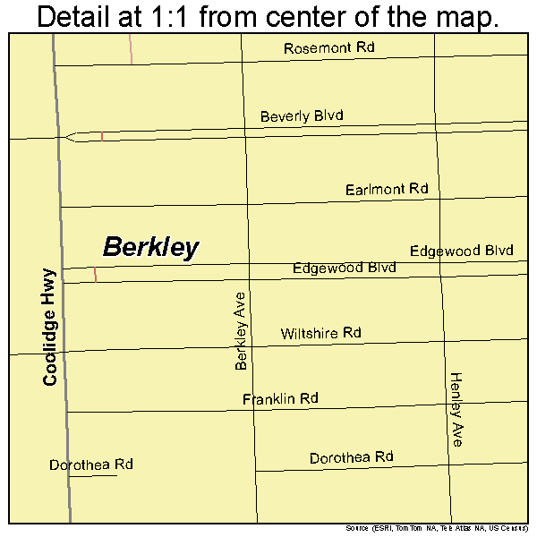 Berkley, Michigan road map detail