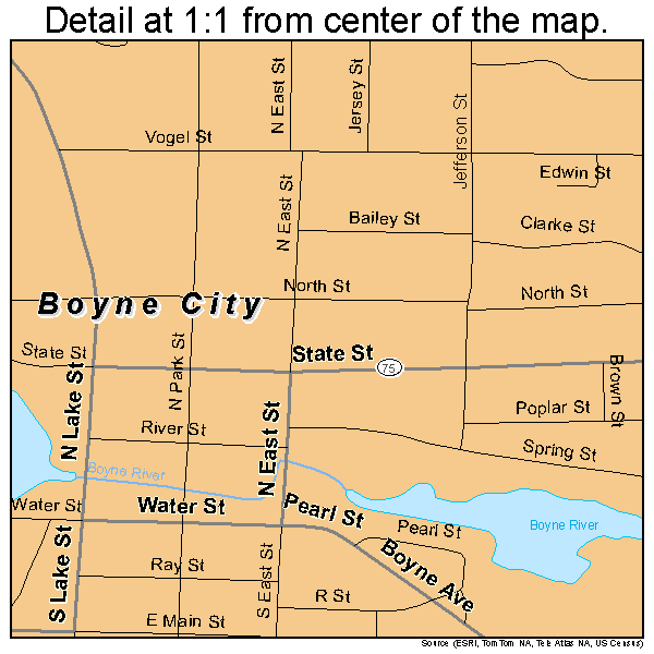 Boyne City, Michigan road map detail
