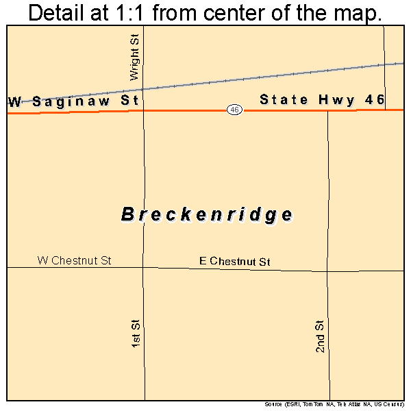Breckenridge, Michigan road map detail
