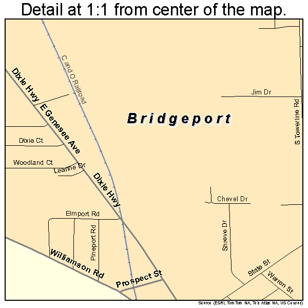 Bridgeport, Michigan road map detail
